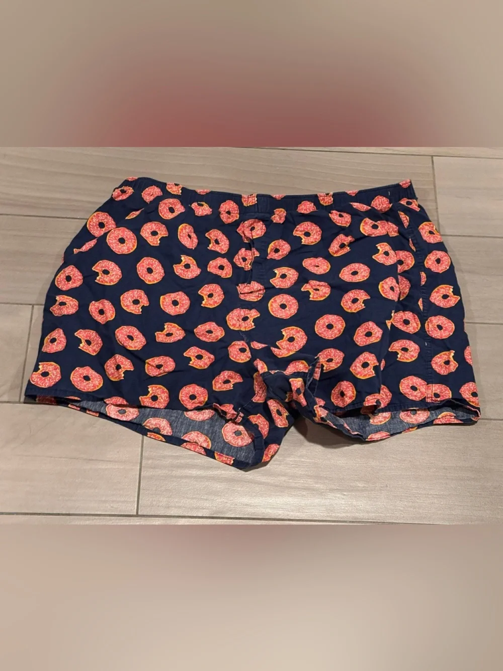 Old navy Men's Navy Boxer Briefs with Pink Donut Print XL